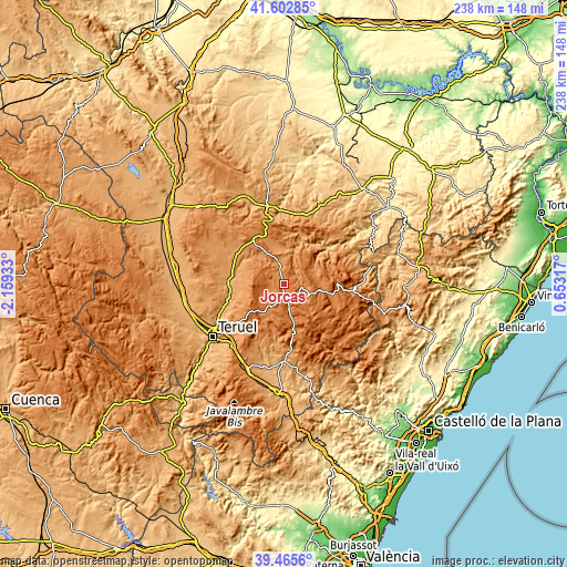 Topographic map of Jorcas