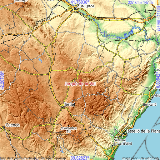 Topographic map of Jarque de la Val