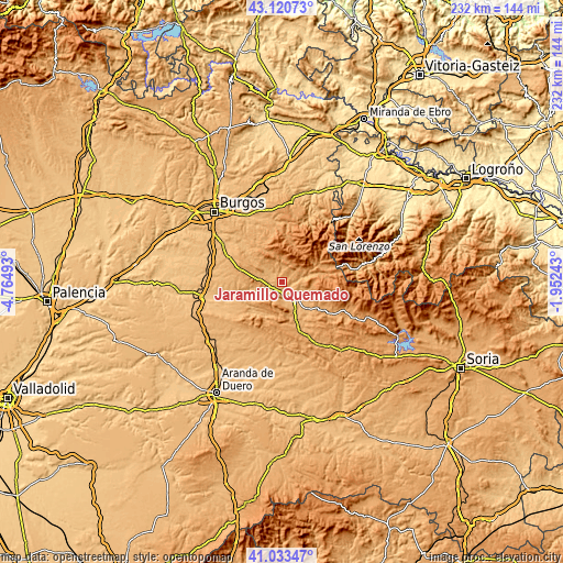 Topographic map of Jaramillo Quemado