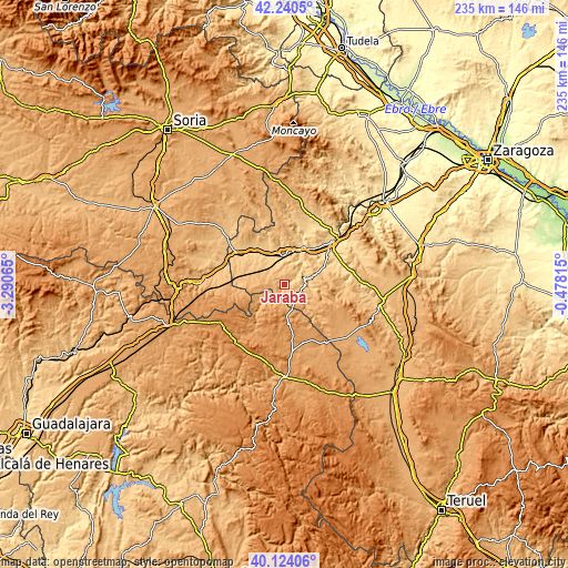 Topographic map of Jaraba