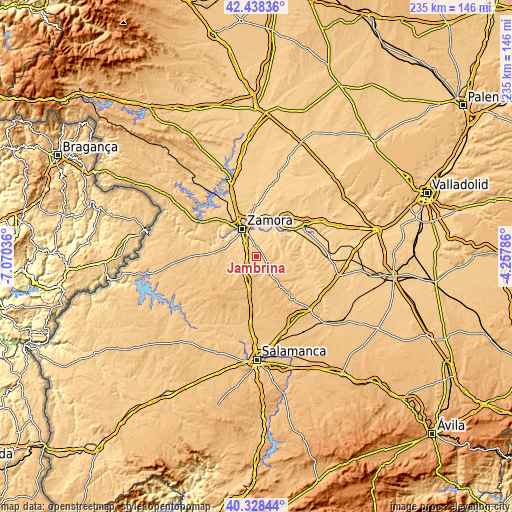 Topographic map of Jambrina