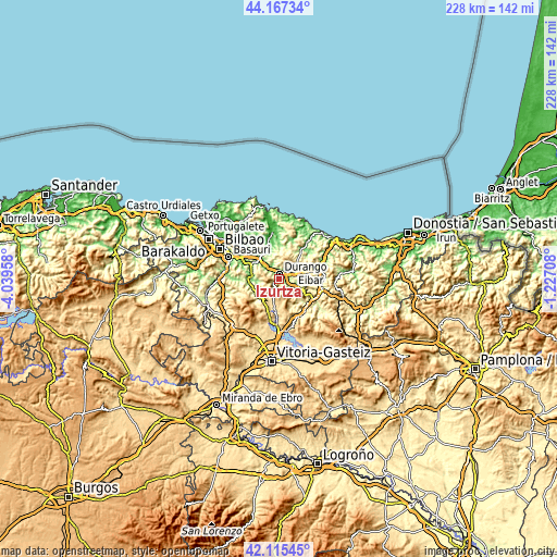 Topographic map of Izurtza