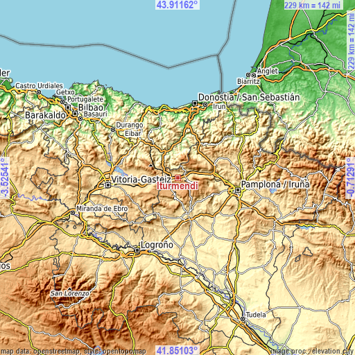 Topographic map of Iturmendi