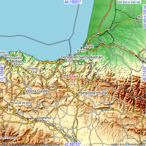 Topographic map of Ituren