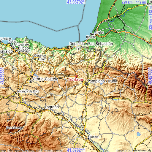 Topographic map of Irurtzun