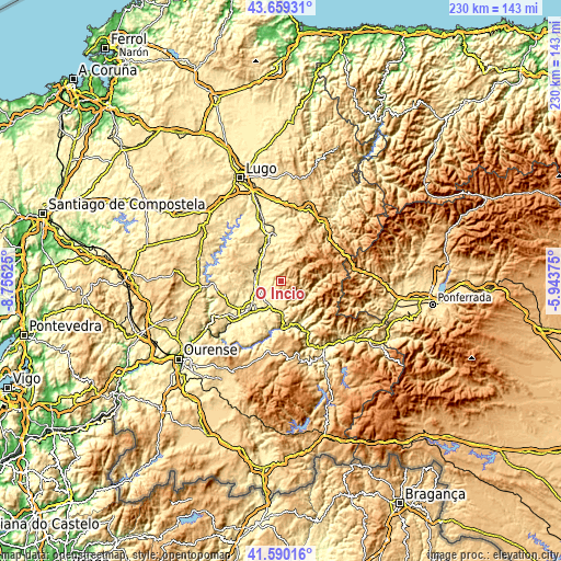 Topographic map of O Incio