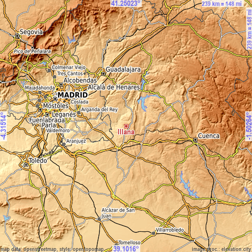 Topographic map of Illana