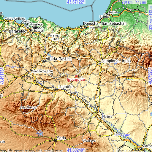 Topographic map of Igúzquiza