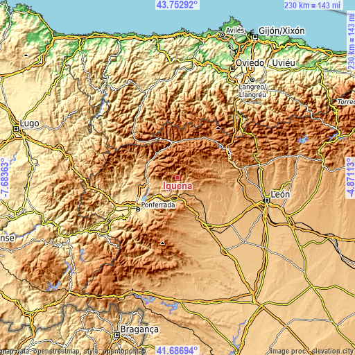 Topographic map of Igüeña