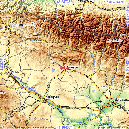 Topographic map of Igriés