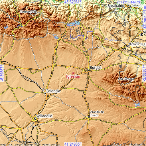 Topographic map of Iglesias