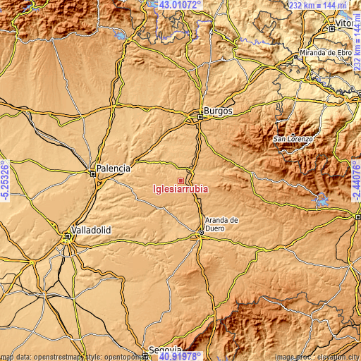 Topographic map of Iglesiarrubia