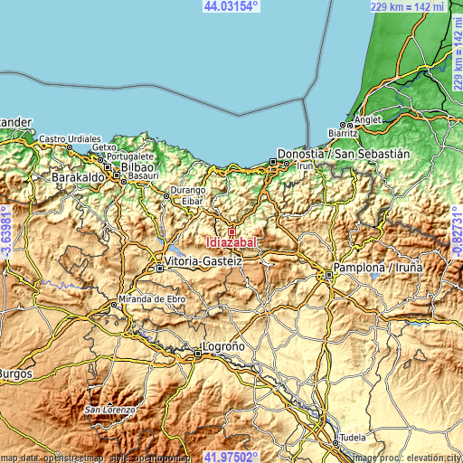 Topographic map of Idiazabal