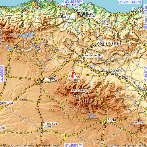 Topographic map of Ibrillos