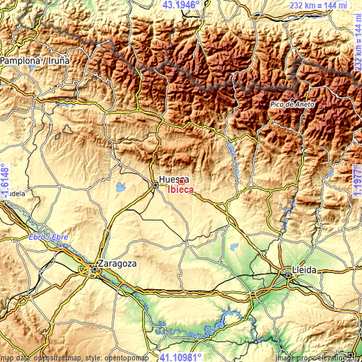 Topographic map of Ibieca