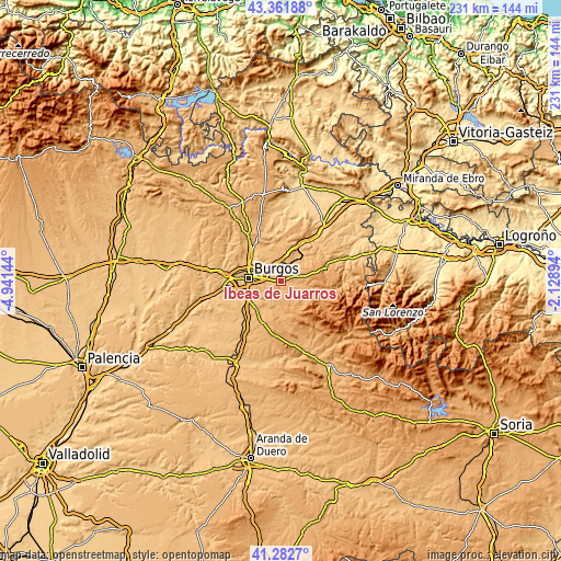 Topographic map of Ibeas de Juarros