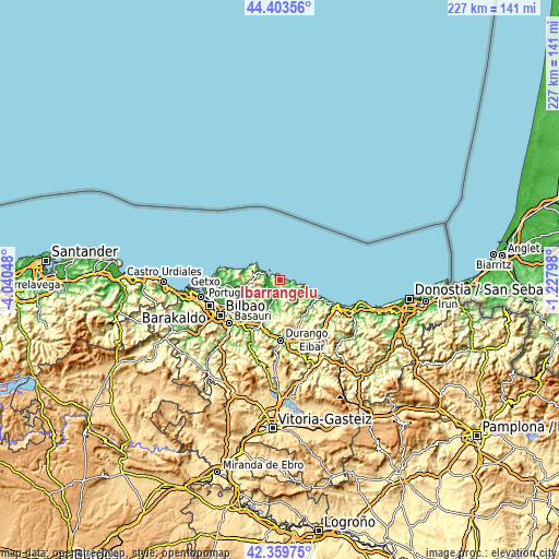 Topographic map of Ibarrangelu