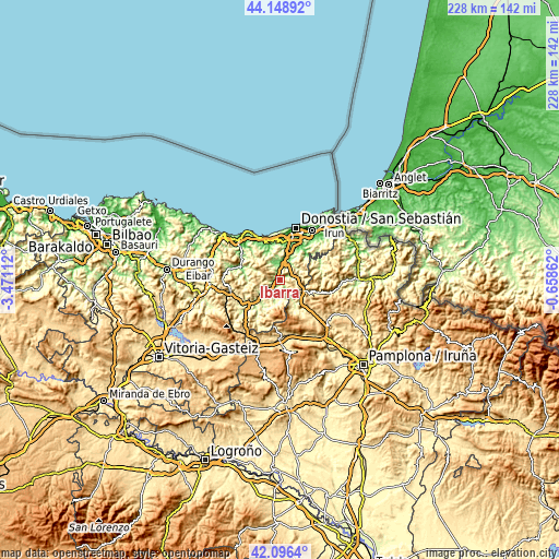 Topographic map of Ibarra