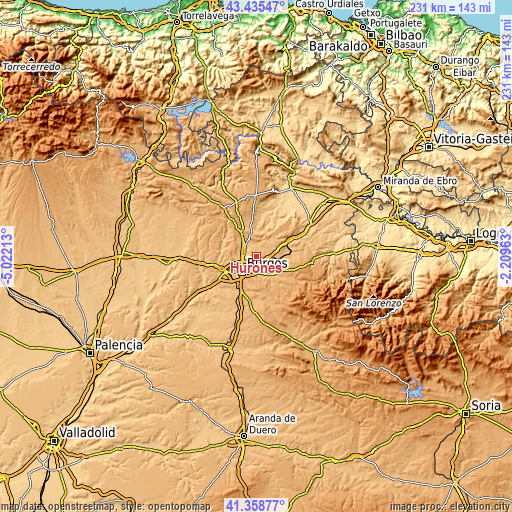 Topographic map of Hurones