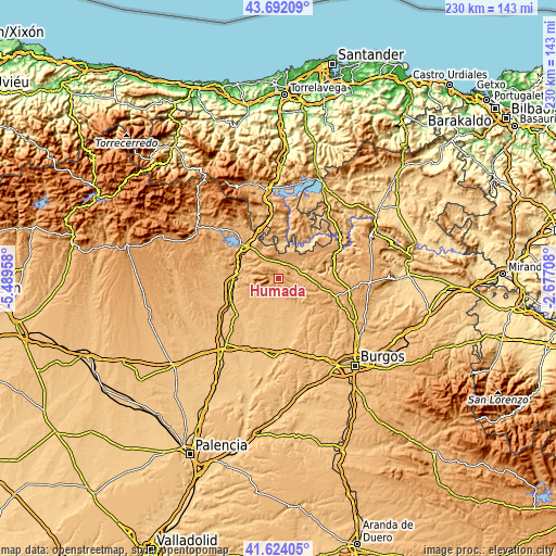 Topographic map of Humada