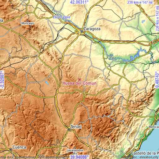 Topographic map of Huesa del Común