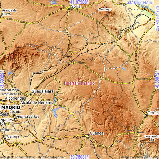 Topographic map of Huertahernando