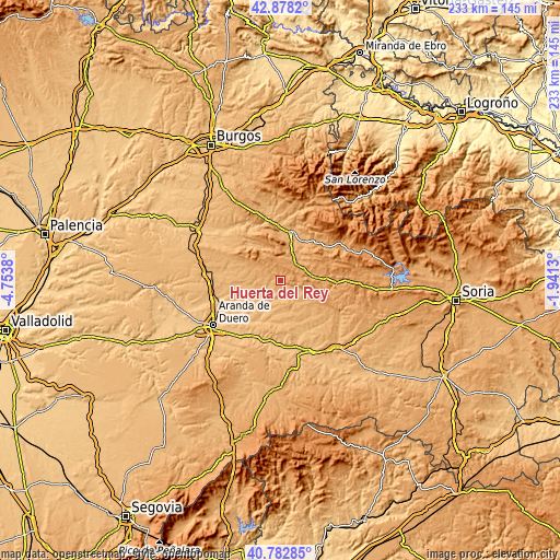 Topographic map of Huerta del Rey