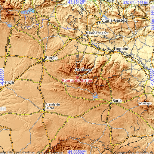 Topographic map of Huerta de Arriba