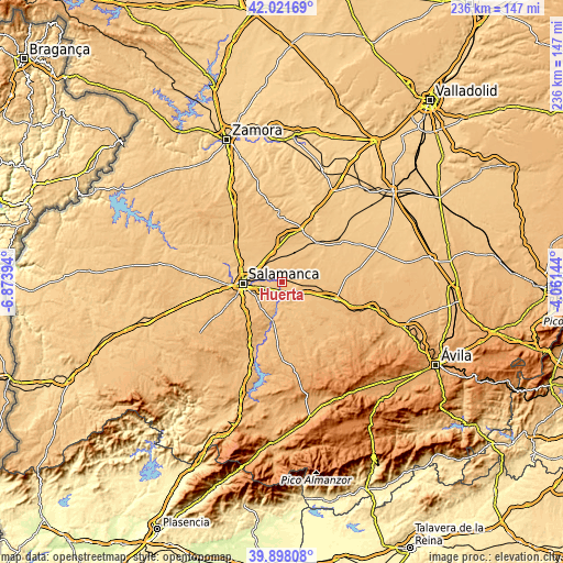Topographic map of Huerta