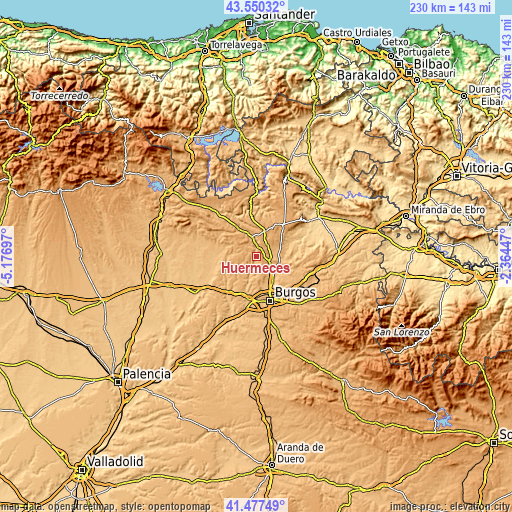 Topographic map of Huérmeces