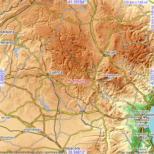 Topographic map of Huérguina