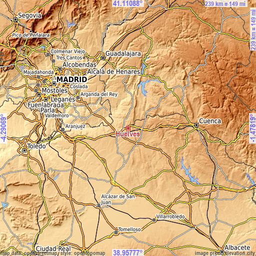 Topographic map of Huelves