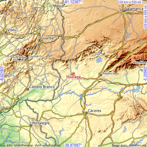 Topographic map of Huélaga