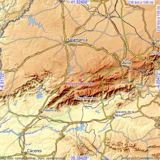 Topographic map of Hoyorredondo