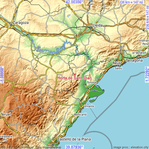 Topographic map of Horta de Sant Joan