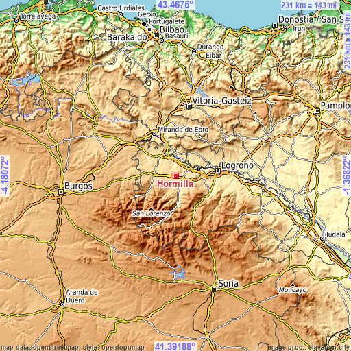 Topographic map of Hormilla