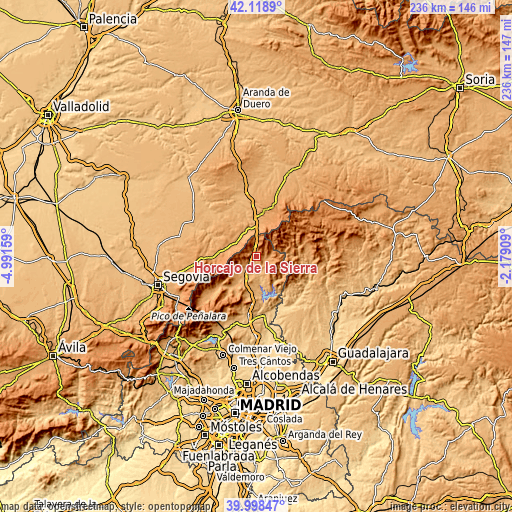 Topographic map of Horcajo de la Sierra