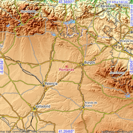 Topographic map of Hontanas