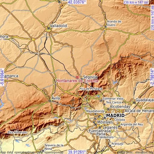 Topographic map of Hontanares de Eresma