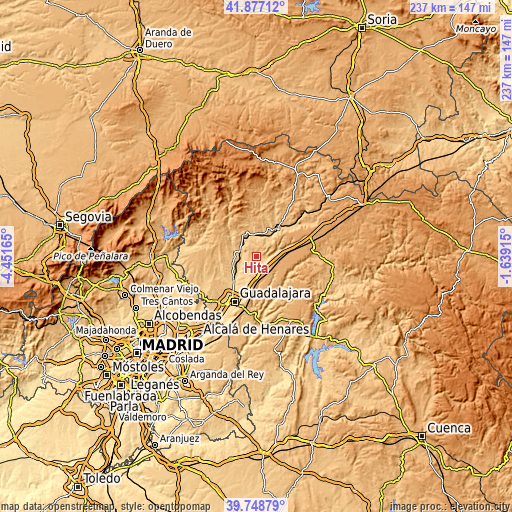 Topographic map of Hita