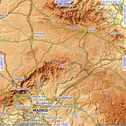 Topographic map of Hijes