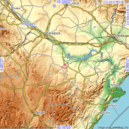 Topographic map of Híjar