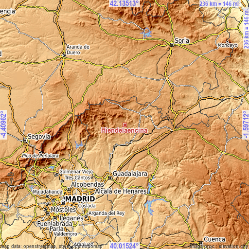 Topographic map of Hiendelaencina