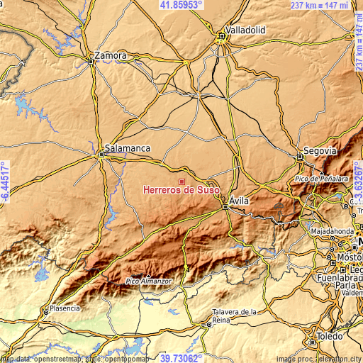 Topographic map of Herreros de Suso