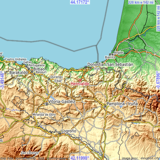 Topographic map of Hernialde