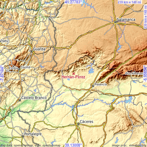 Topographic map of Hernán-Pérez