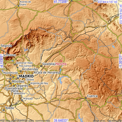 Topographic map of Henche