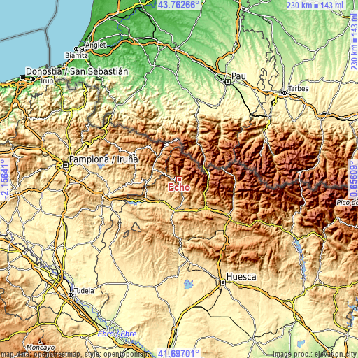 Topographic map of Echo