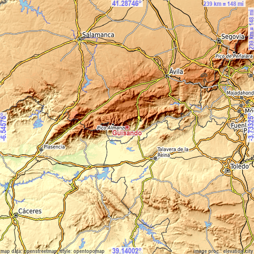 Topographic map of Guisando