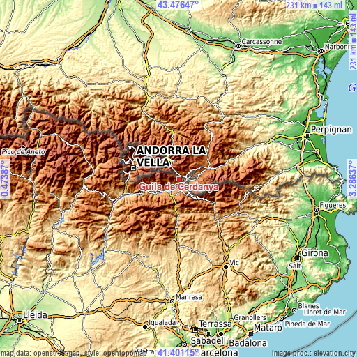 Topographic map of Guils de Cerdanya